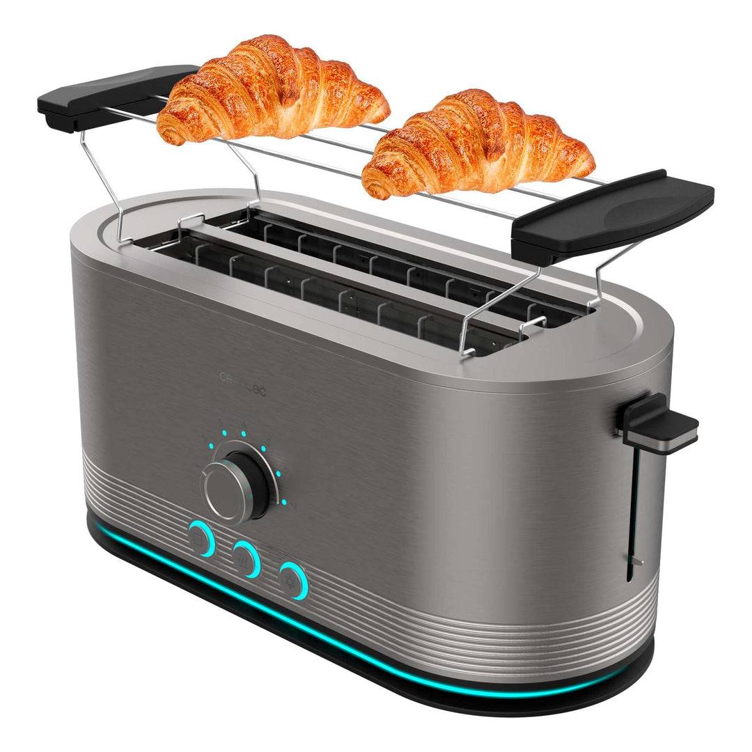 Cecotec Vertikaler Toaster aus Edelstahl mit doppeltem langen Schlitz Shine&Toast Extra Double. 1400