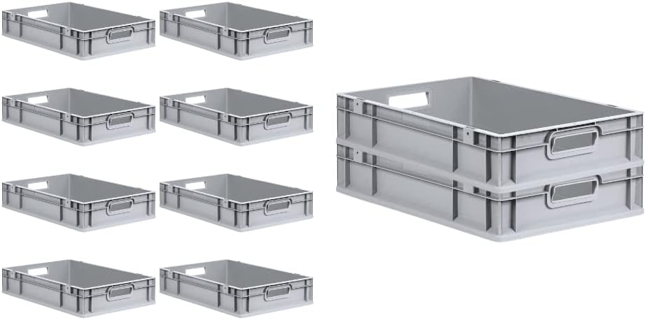 PROREGAL SuperSparSet10x Eurobox NextGen Grip | HxBxT 12x40x60cm | Griffe offen | Glatter Boden | Gr