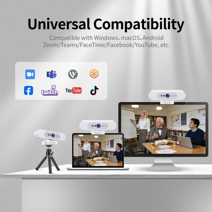 TOALLIN 4K UHD Webcam für PC, Windows Hello kompatible Kamera, Gesichtserkennung, Autofokus, integri