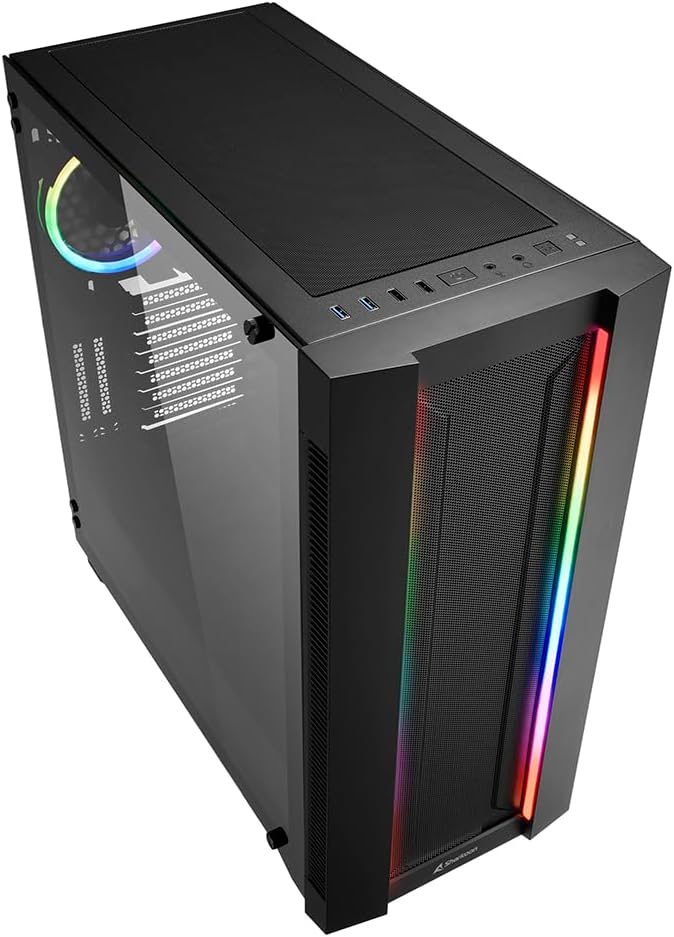 Sharkoon Elite Shark CA200M, PC-Gehäuse, ARGB, 8-Fach RGB-Steuerung, klassischer und vertikaler Graf