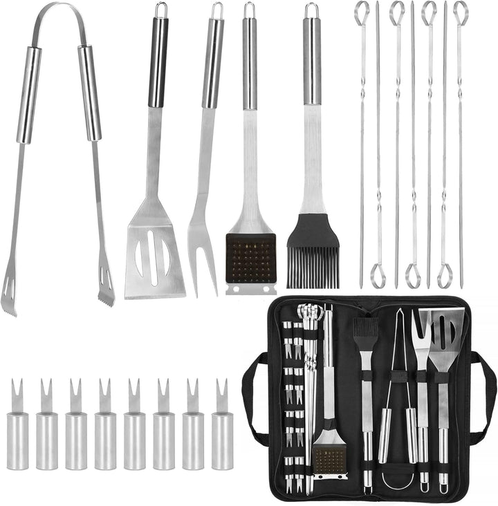 SPRINGOS Grillbesteck Grillzubehör 20-teilig inkl.Tragetasche Grillset aus Edelstahl Barbecue Set Ga