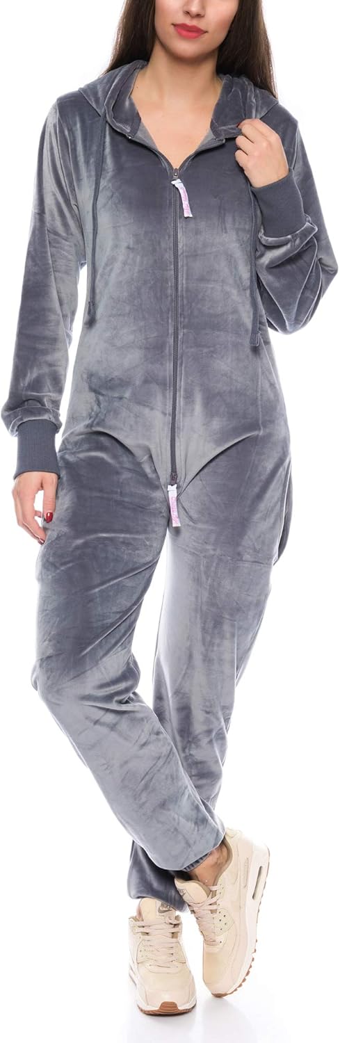 Crazy Age Damen Jumpsuit aus Samt (Nicki, Velvet) Wohlfühlen mit Style. Elegant, Kuschelig, Weich. O