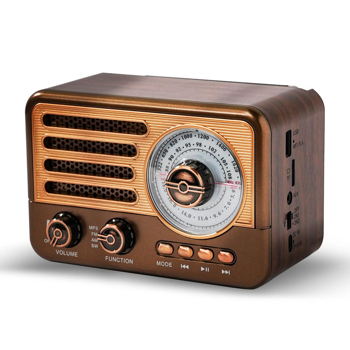 Retro-Transistorradio, batteriebetriebenes AM-FM-SW-Radio, kleines wiederaufladbares tragbares Radio