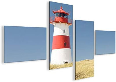 islandburner Bild Bilder auf Leinwand Leuchtturm Nordsee Dünen 4L XXL Poster Leinwandbild Wandbild D