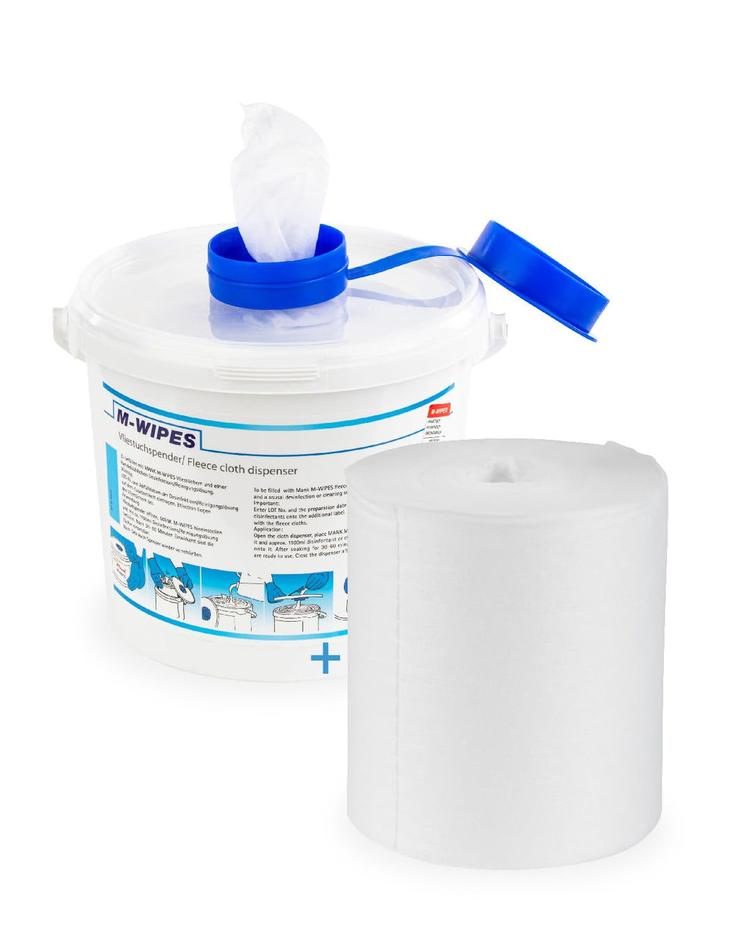 Reinigungstuch M-Wipes aus Spunlace ca. 200 Abrisse Weiss Vliesrolle im Spendereimer Wischtuch Reini