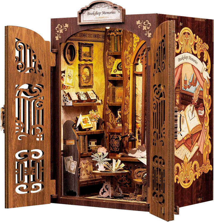 CUTEBEE Book Nook Kit - DIY Miniature House,Puppenhaus Miniatur Haus Selber Baue Bausatz mit Staubsc