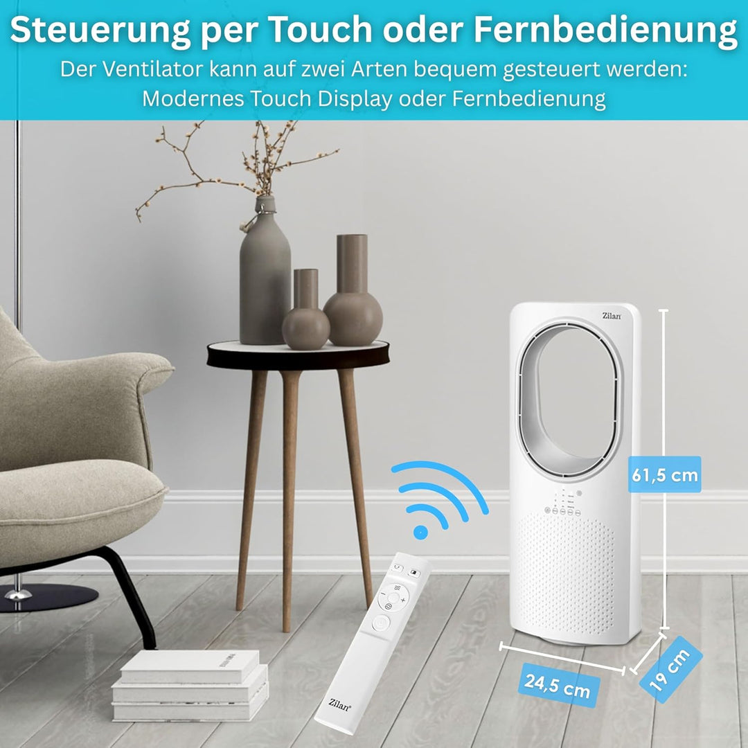 Zilan Turmventilator mit Fernbedienung Aircooler Luftkühler Design Standventilator energiesparend le