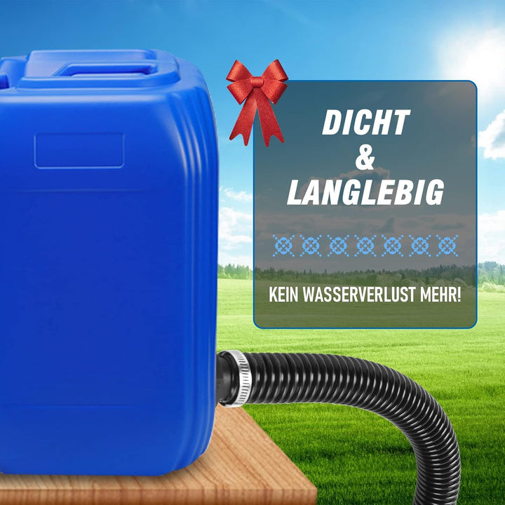 1 Zoll (25mm) Regentonnen Verbindungsset inkl. 100cm Verbindungsschlauch und 2 Schlauchstutzen 25mm