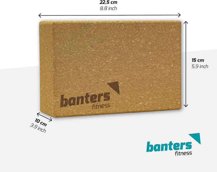 banters Yoga Block 2er Set Kork Supra Grip - Large - 100% Natur aus Naturkork