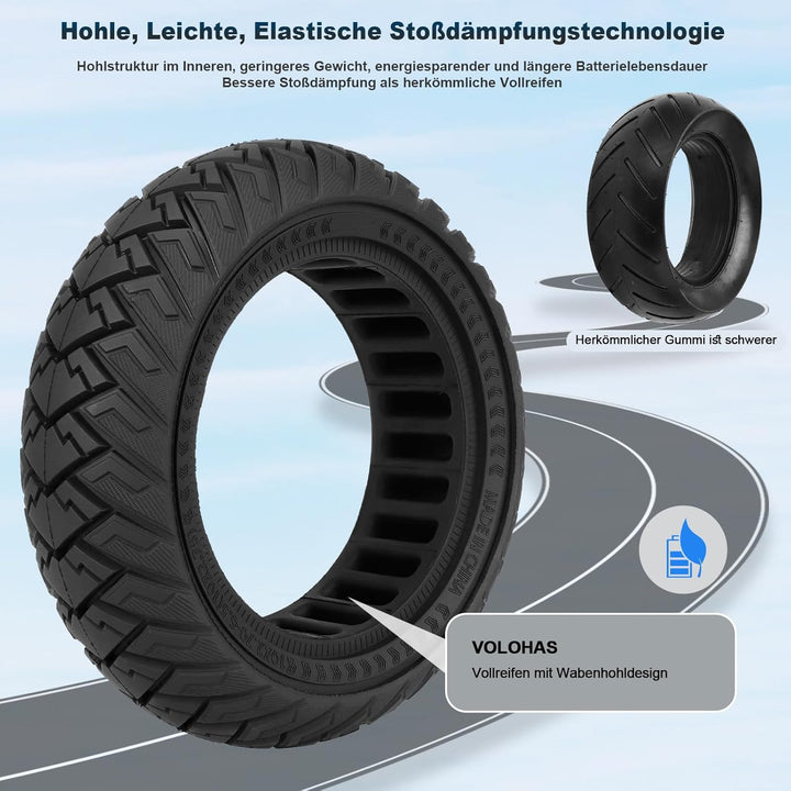 10x2,7-6,5 Vollgummireifen 10 Zoll Solide Reifen für KuKirin G3/KuKirin G2 Master/Dualtron 3 Elektro