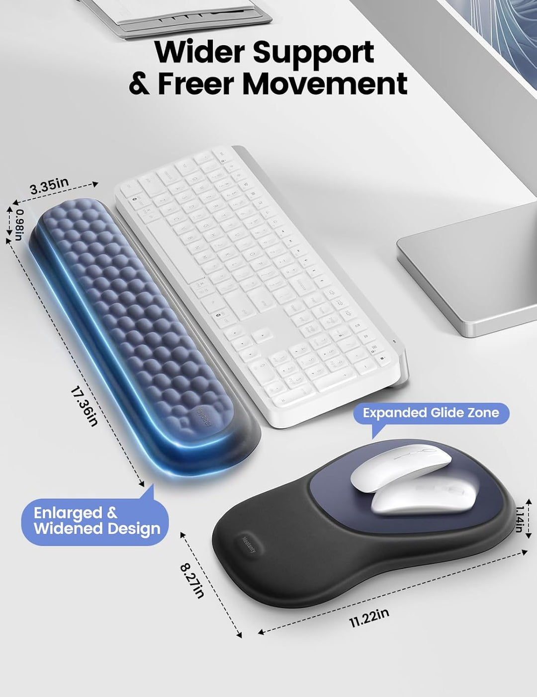 meatanty Ergonomisches Mauspad mit Gelkissen [Schmerzlinderung] [Gesunde Haltung] [Memory-Schaum] [H