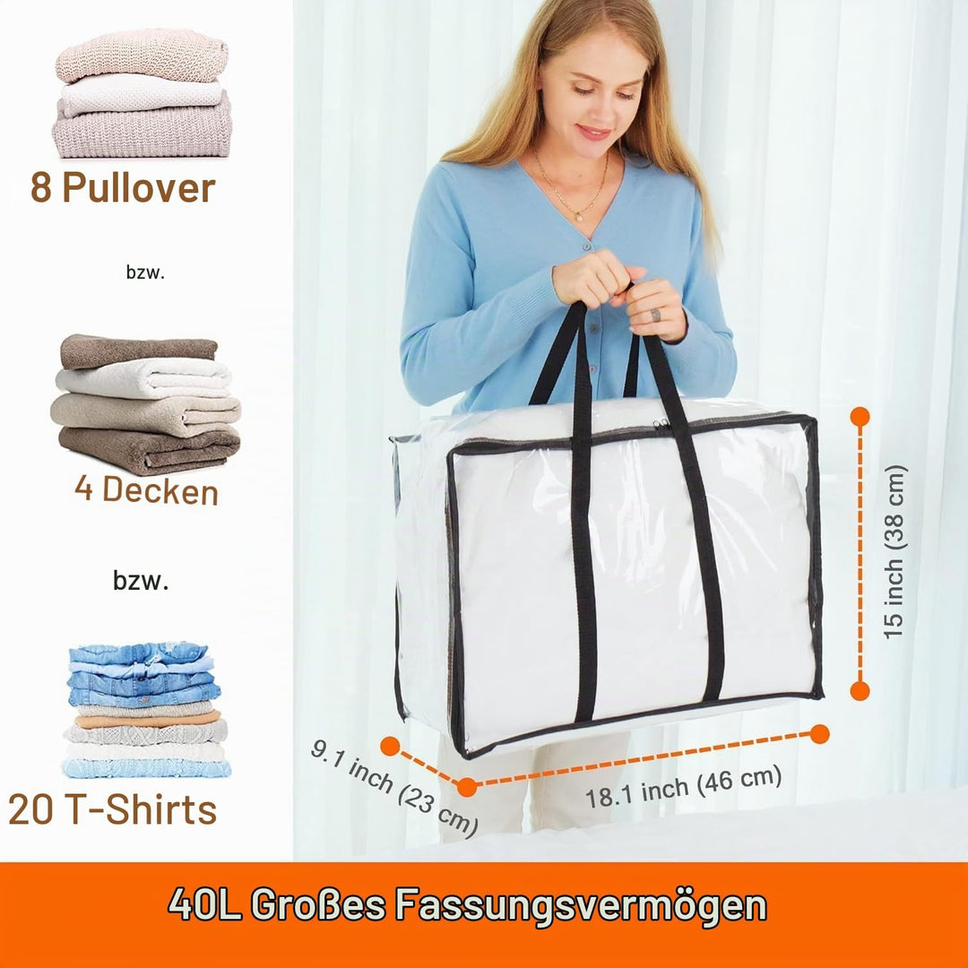 Vieshful 7 Stück Transparente Plastik Aufbewahrungstasche, 40L Organizer Aufbewahrungsbox Kleiderauf