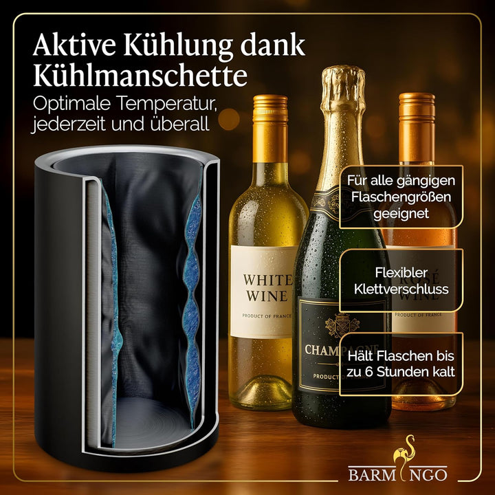 Weinkühler Edelstahl mit Kühlakkus – Getränkekühler & Flaschenkühler für Wein, Sekt, Champagner | Se