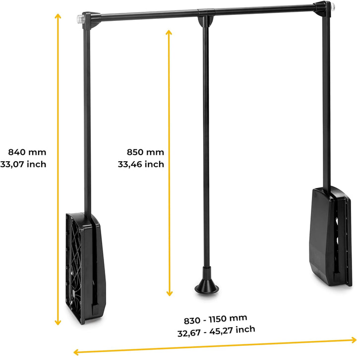 Emuca - Kleiderlift für Schrank, Ausziehbarer Kleiderlift 830-1150mm Breite, Schrankinnenseiten Mont