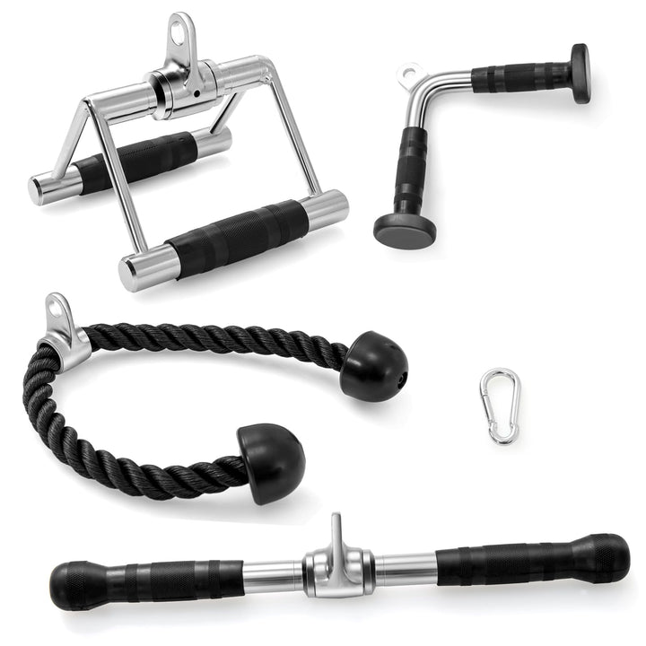 KOMFOTTEU 4 TLG. Pull Down Aufsatz, Zubehör Set für Kabelmaschine, Trizeps Fitness Griffe aus Stahl,