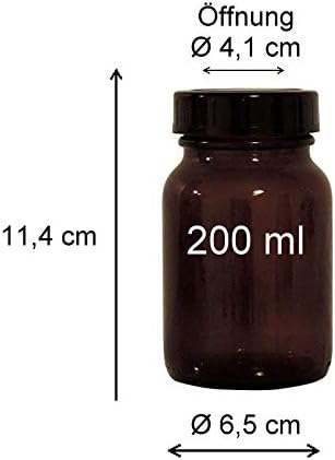 Viva-Haushaltswaren braunes Apothekerglas Set 8x 200ml inkl. Schraubverschluss & Etiketten made in G