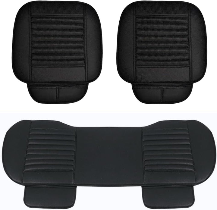 HONCENMAX Auto Sitzauflage Sitzkissen Universal Sitzauflagen Autositzbezüge - BambusKohle PU Leder -