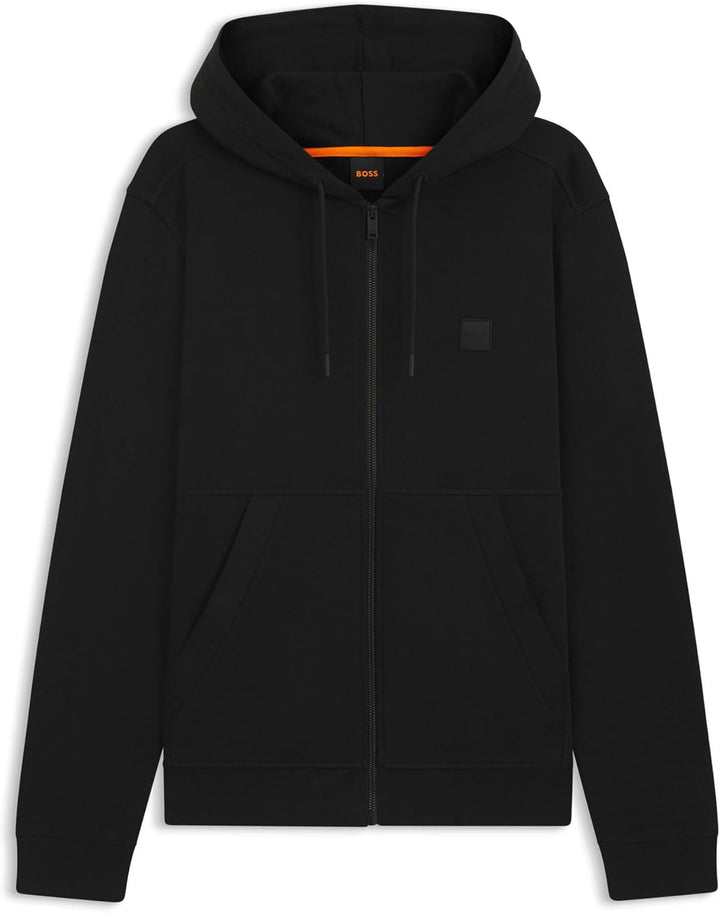 BOSS Herren Zetalky Hoodie aus Baumwoll-Terry mit tonalem Logo-Aufnäher und Reissverschluss L Black1