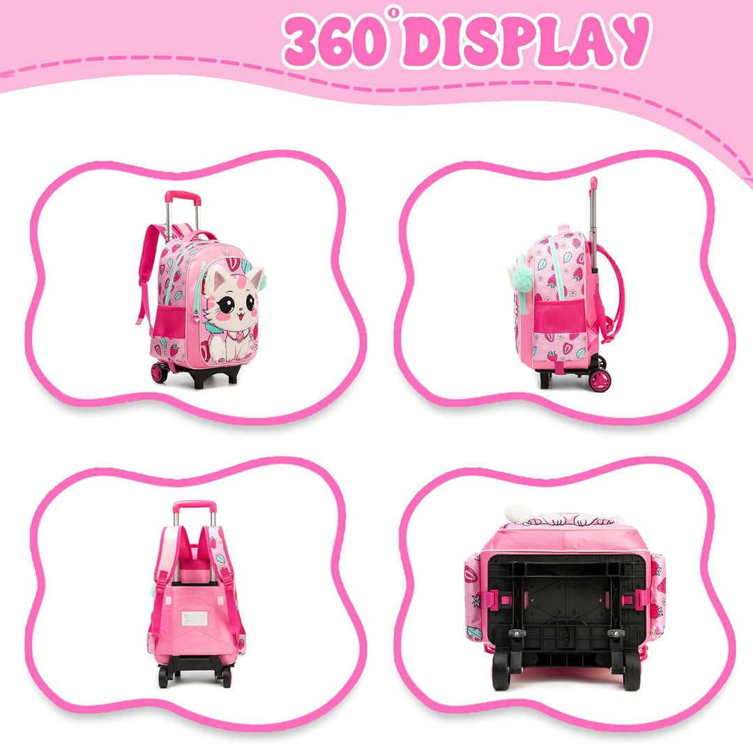 HTgroce Trolley Schulranzen Rucksack Schulrucksack Trolley Schultrolley Schulranzen Mädchen Gross Tr