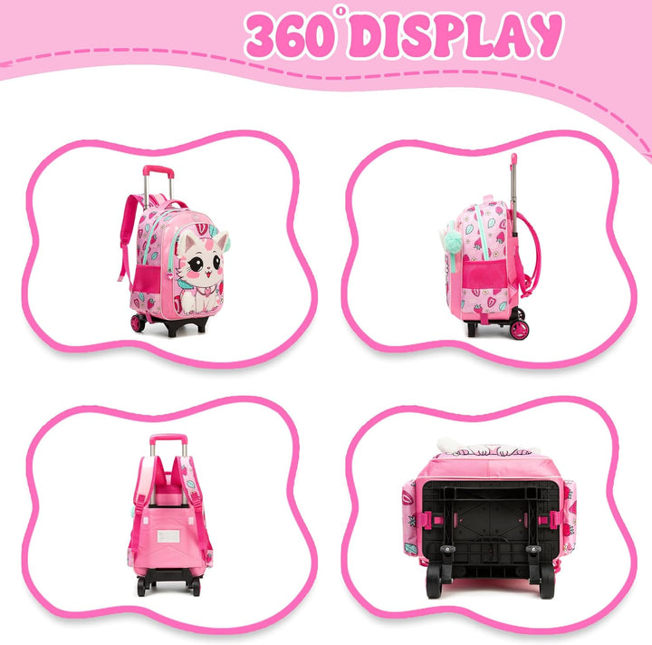 HTgroce Trolley Schulranzen Rucksack Schulrucksack Trolley Schultrolley Schulranzen Mädchen Gross Tr