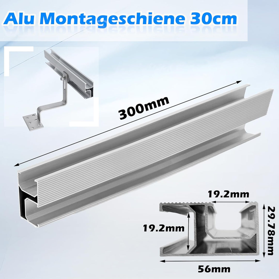 Warmfay Solar Halterung Ziegeldach Set für 2 Module, Upgrade 300MM Aluprofil und Photovoltaik Dachha