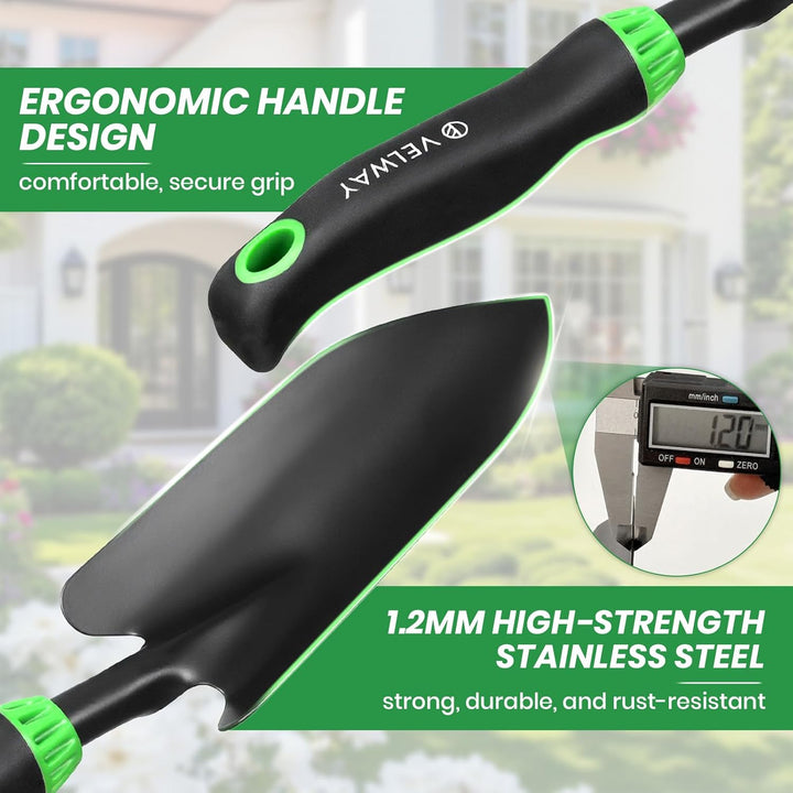 Velway Gartenwerkzeug Set 11 Stück - Gartengeräte aus Edelstahl, Robuste Handwerkzeuge mit ergonomis