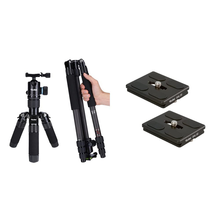 Rollei Carbon Stativ CT-5C, Black &amp; QAL-50 - professionelle Kamera-Schnellwechselplatte/Schnellversc