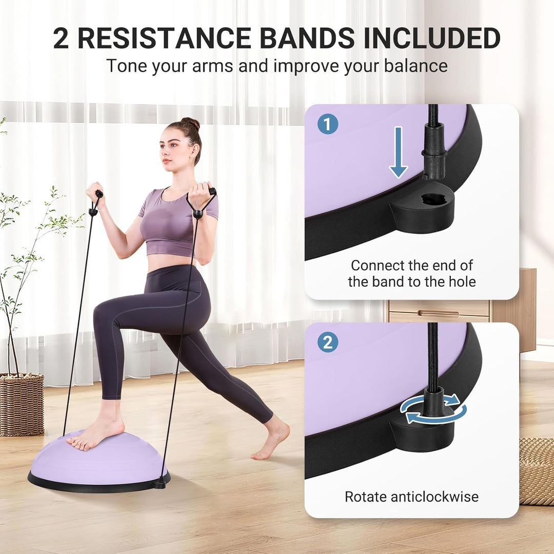 Leogreen Balance Ball Trainer Gleichgewichtstrainer 58 cm Anti-Rutsch Halbkugel Balance Board mit Wi