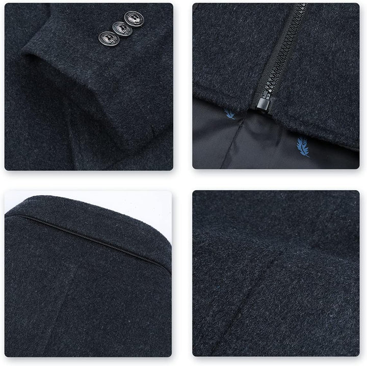 YOUTHUP Herren Wolle Mantel mit Steppweste Regular Fit Winter Wollmantel Outdoor Business Übergangsm