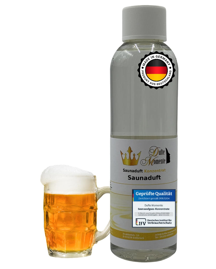 Dufte Momente | Saunaduft Konzentrat Bier 250ml | für Finnische Sauna, Banja, Sanarium, ... | vegan,