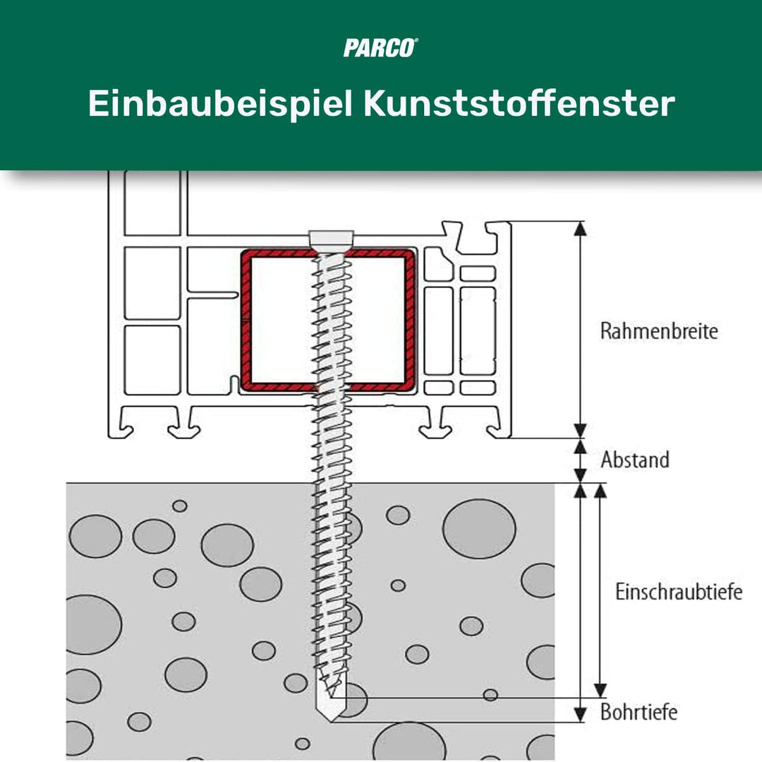 PARCO Fensterrahmenschrauben 7,5 x 212 mm | Zylinderkopf | für Fensterbau | TX30 100 Stück 7,5 x 212