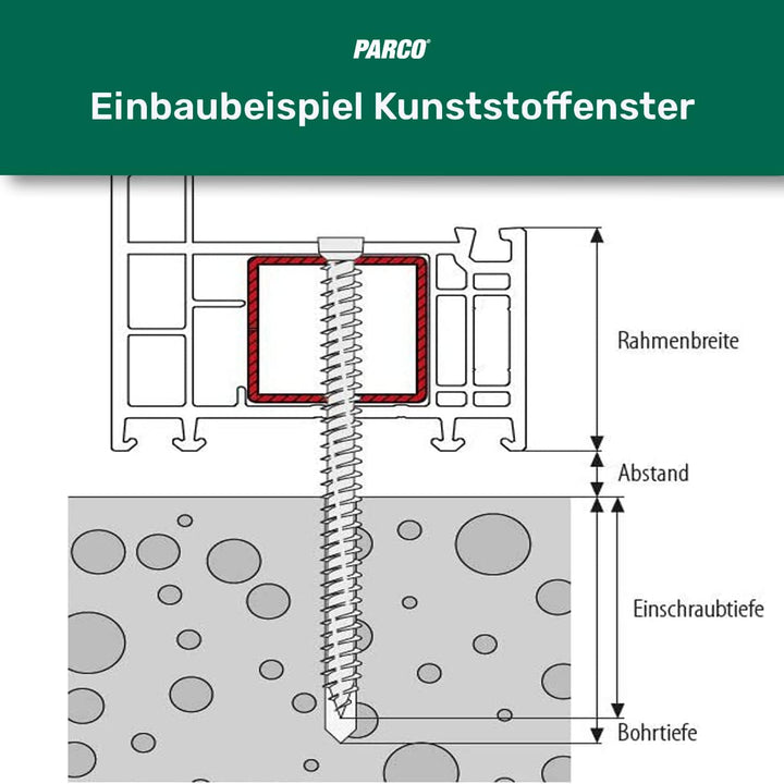 PARCO Fensterrahmenschrauben 7,5 x 212 mm | Zylinderkopf | für Fensterbau | TX30 100 Stück 7,5 x 212