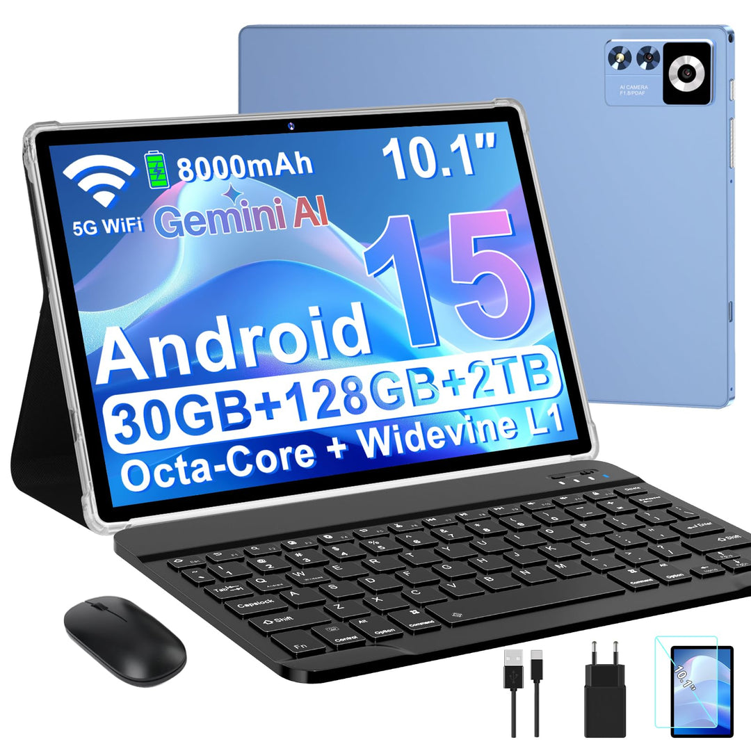 ZIOVO Android 15 Tablet 10 Zoll Gemini AI, 30GB RAM+128GB ROM(TF 1TB), 5G WLAN, Octa-Core 2.0GHz, Wi