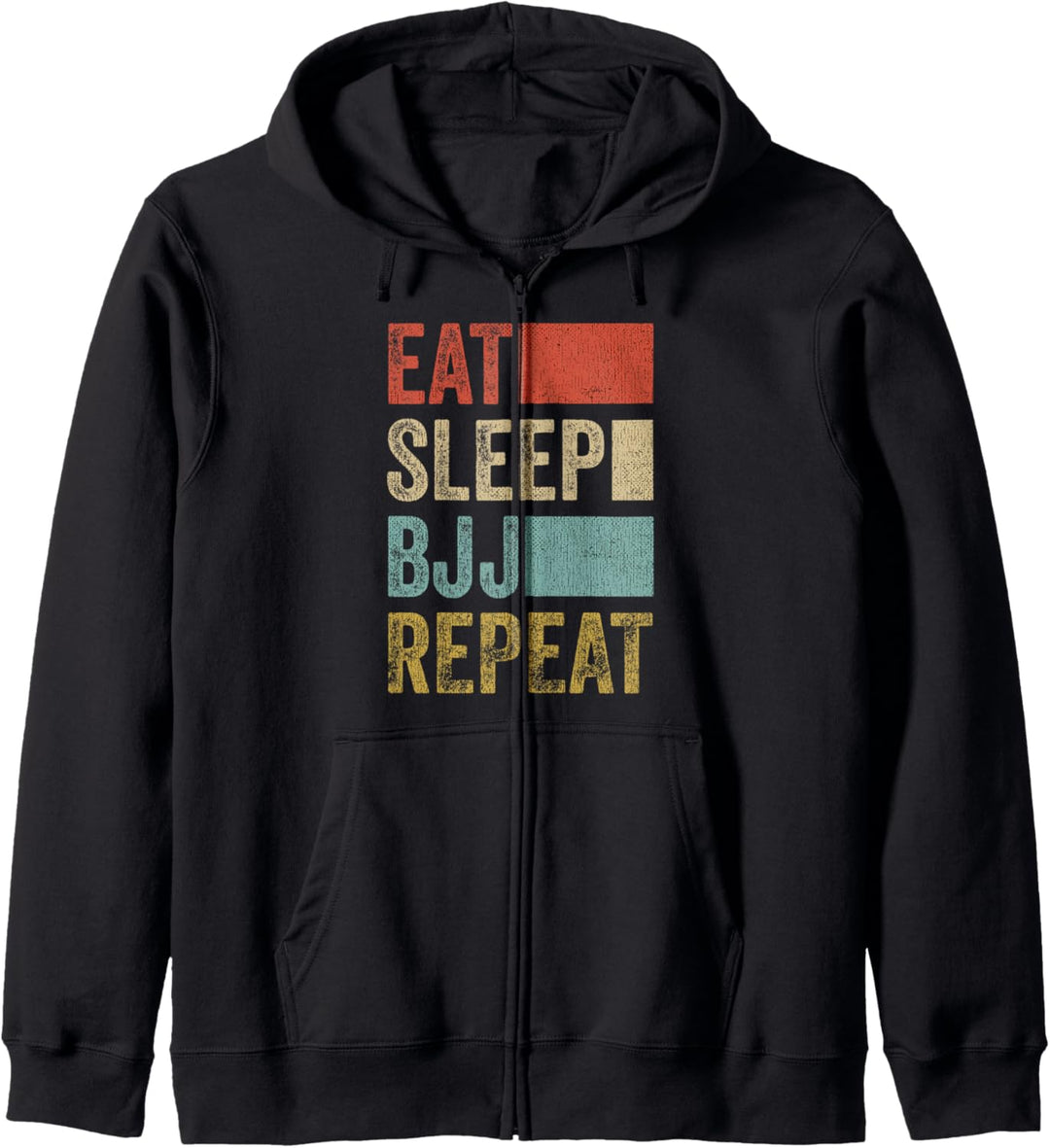 Stylische Retro 70er Jahre Eat Sleep BJJ Repeat Kapuzenjacke