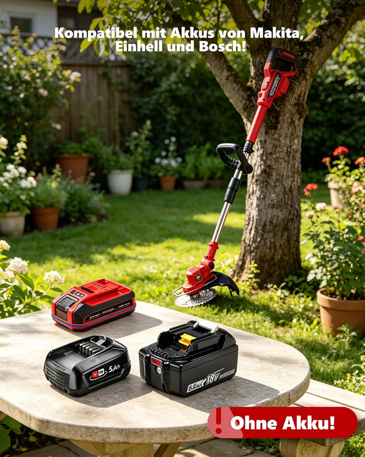 Akku-Rasentrimmer für Makita Akku18V,Rasentrimmer mit Mäherkopf,Rasenkantenschneider,Teleskop-Freisc