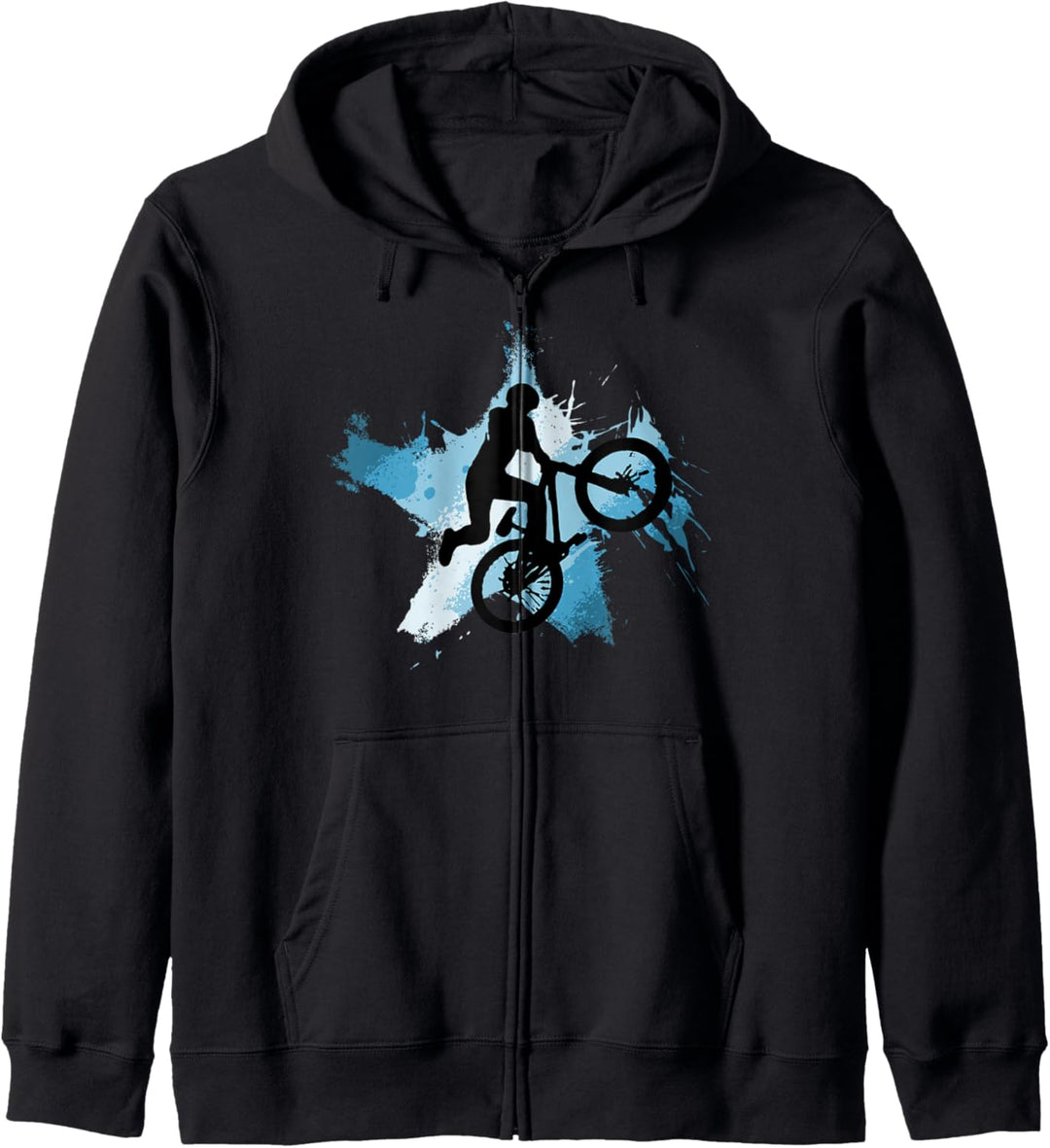 Mountainbike Jump Downhill MTB eis blauer Stern Radfahrer Kapuzenjacke
