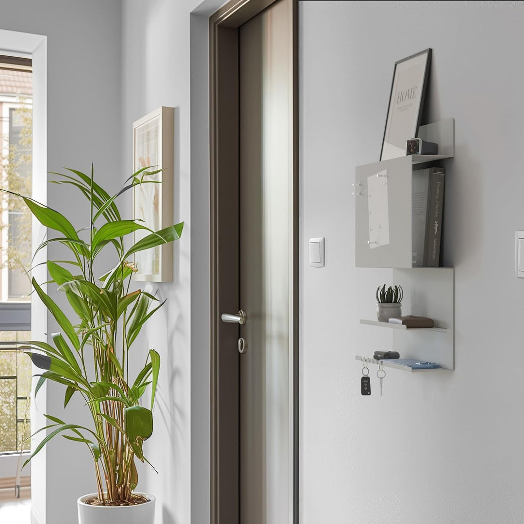 byde Wandorganizer Hepe aus Stahlstruktur. 30 x 9 x 49 cm 3-in-1 Wandregal mit Magnettafel und Magne