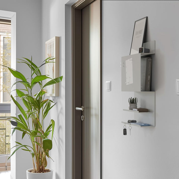 byde Wandorganizer Hepe aus Stahlstruktur. 30 x 9 x 49 cm 3-in-1 Wandregal mit Magnettafel und Magne