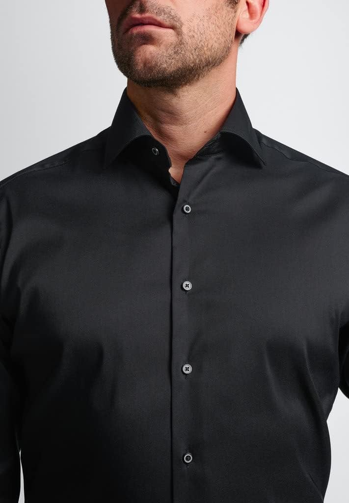 ETERNA Male Performance Shirt unifarben MODERN FIT 39 Schwarz, 39 Schwarz