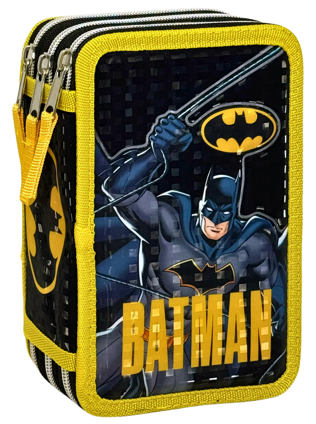3-Fach Federmäppchen Gefüllt Jungen (6-10 Jahre) für Batman Fan – 3D-Effekt Federtasche Schule (44 T