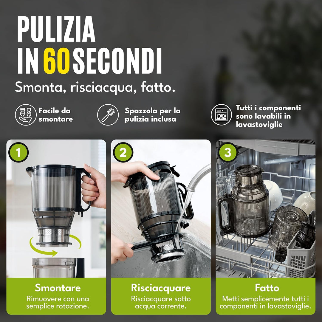 LEBENLANG Entsafter Slow Juicer - Inkl. Rezeptbuch &amp; Grosse 130mm Öffnung I Perfekt für Obst ganze F