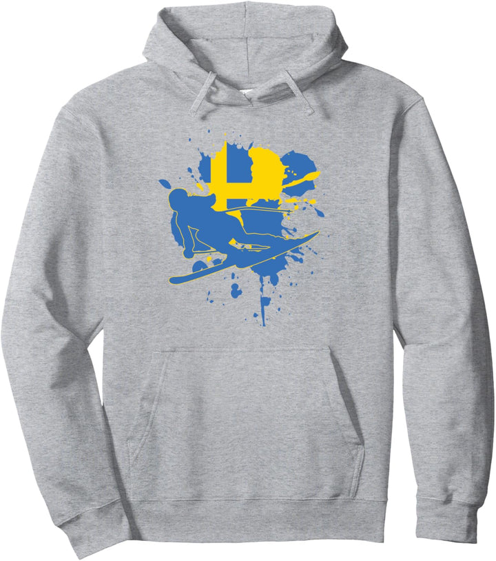 Schwedenflagge Skifahrer - schwedisches Alpinskifahren Pullover Hoodie