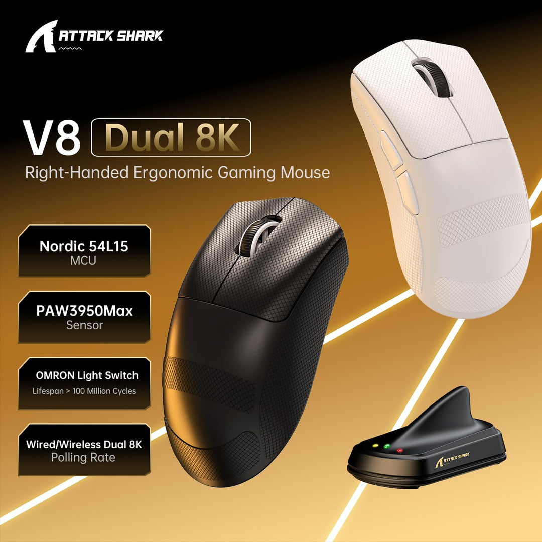 MAMBASNAKE x Attack Shark V8 Wireless Gaming Mouse, 59g Ultra-Lightweight, PAW3950MAX Sensor, Shark