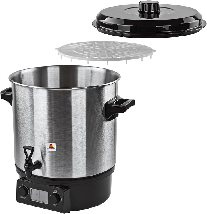 DEMA Edelstahl Einkochtopf DEA2000DX – Einkochautomat, Einkocher, 2000W, 27L, 30–100°C, robust & lan
