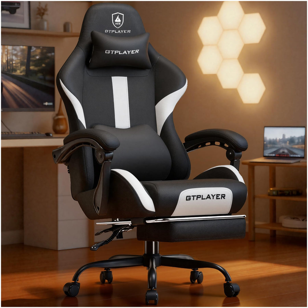 GTPLAYER Gaming Stuhl, Gamer Stuhl, Atmungsaktiver Bürostuhl aus Hochwertigem Stoff, Ergonomischer P