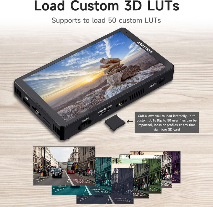 ANDYCINE C6R 6 Zoll Touchscreen Kamera DSLR Filed Monitor mit USB 2.0 Recorder 3D LUT Wellenform 4K