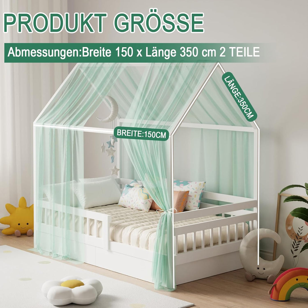 Hausbett Himmel Set, 2 Stück Betthimmel Hausbett für Hausbett Deko, Bett Vorhang für Mädchen Jungen
