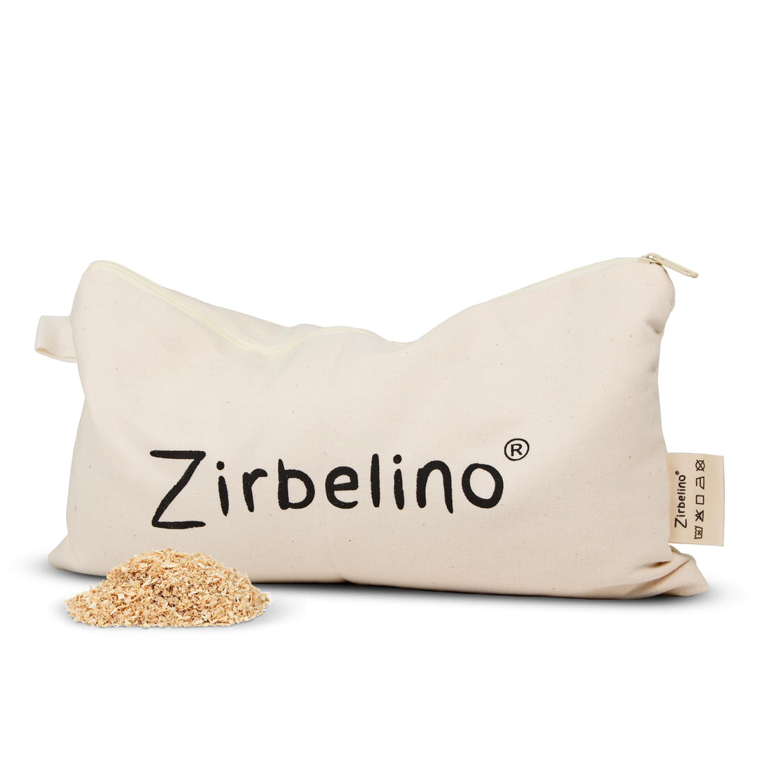 Zirbelino Sauna-Zirbenkissen 28x16cm - aus Baumwolle - mit sehr harzreichen Zirbenspänen - für Badez