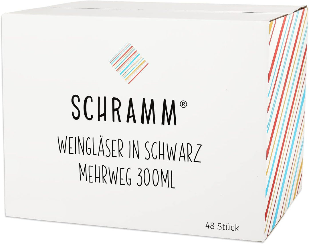 Schramm® Mehrweg Weingläser in schwarz wählbar 6, 12, 24 oder 48 Stück Champagner Glas Sektflöten Se