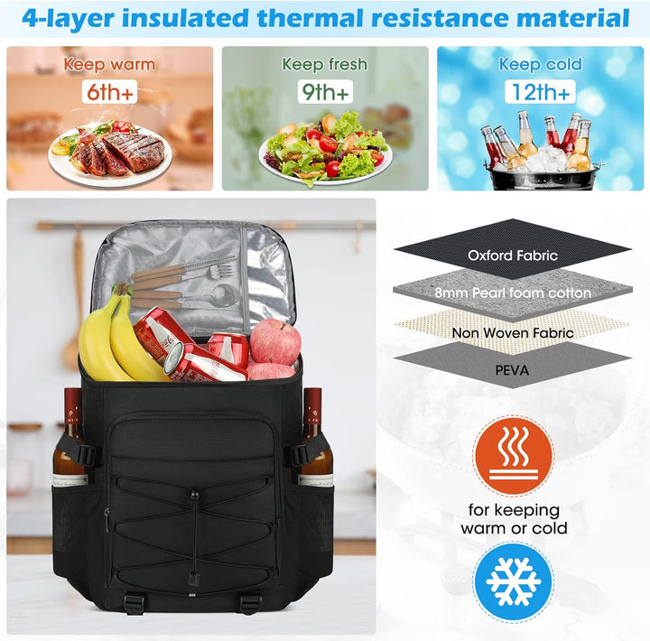 NUBILY Kühlrucksack 30L Wasserdichten Kühltasche Rucksack Gross Isolierte Kühltasche Thermo Lunchtas